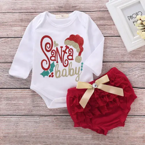 2018 мой 1-й Рождественский комбинезон принцессы для маленьких девочек + короткие