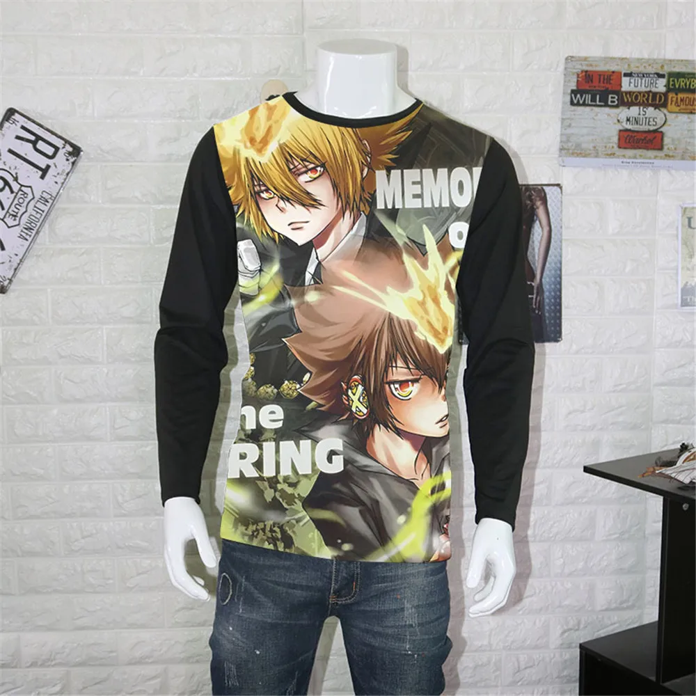 Косплей Аниме топы унисекс футболка Katekyo хитман реборн Мужская Sawada Tsunayoshi hiбари