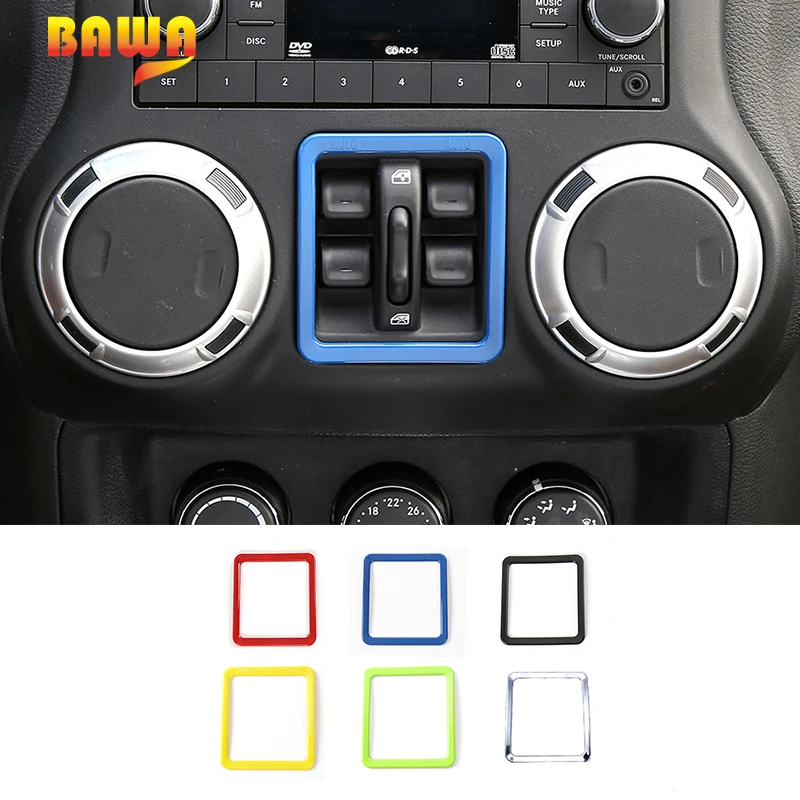 

Внутренние молдинги BAWA для Jeep Wrangler 2011-2017 ABS, оконная кнопка, рамка, украшение для Wrangler JK, автомобильные наклейки