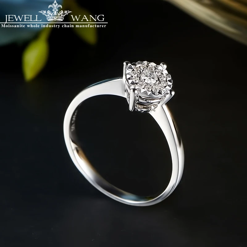 Кольцо из белого золота 18 К с бриллиантами и эффектом 1 карат|ring 18k|ring forrings for women |