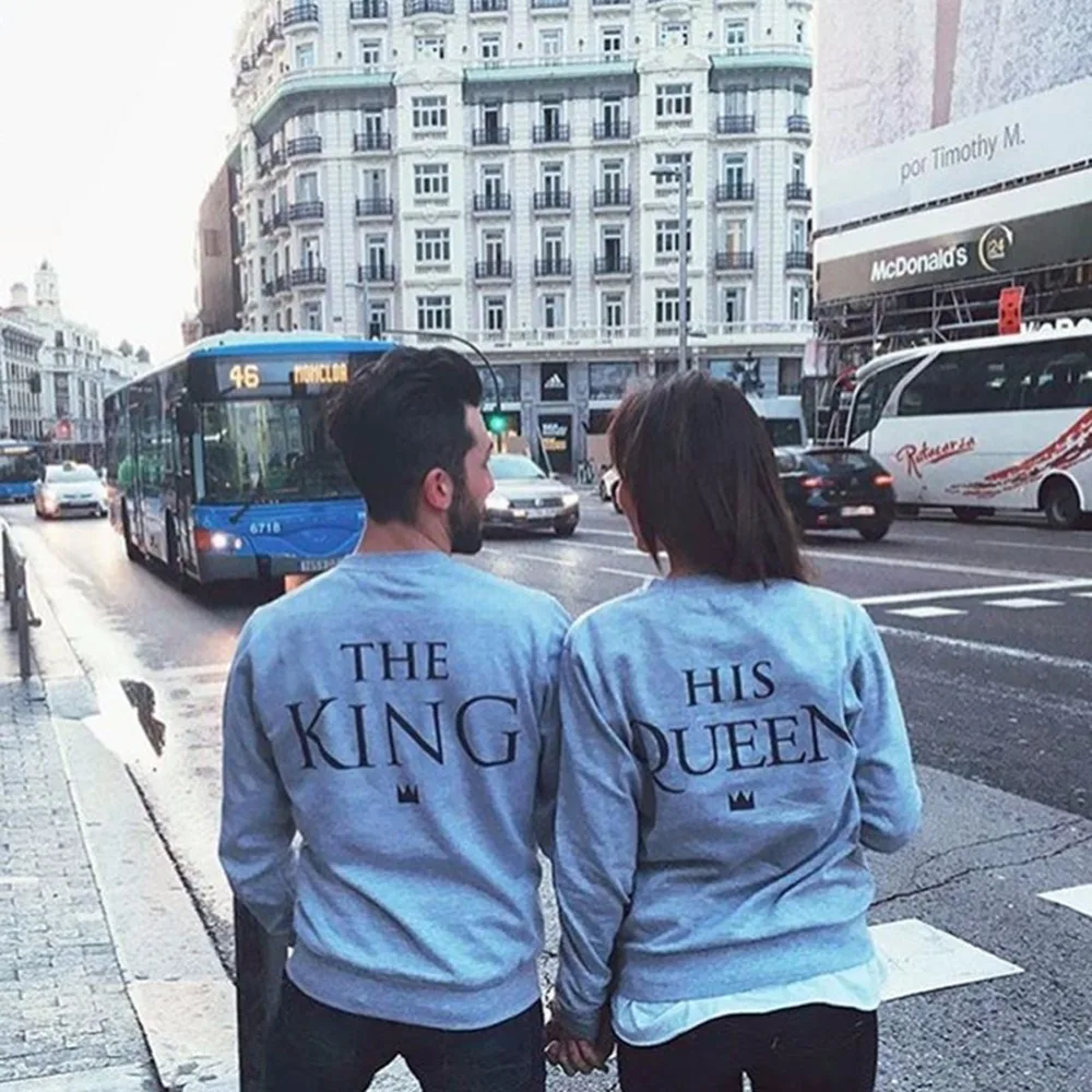 Футболка KLV King & Queen с буквенным принтом для пар серый пуловер светильник