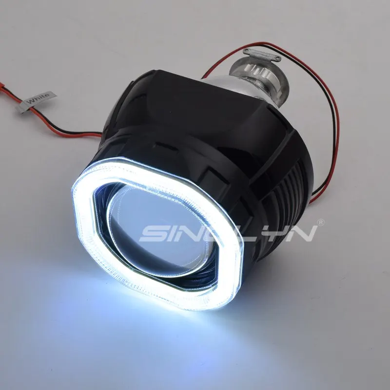 Sinolyn Mini 2,5 ''COB светодиодный ангельские глазки Halo DRL HID автомобильный проектор Объектив фары би-ксенон модифицированный черный комплект H1 H4 H7 Devil Eye