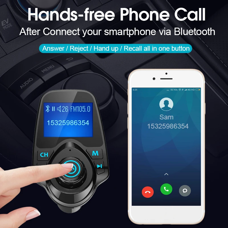 Автомобильный Mp3 аудио плеер беспроводной Bluetooth fm-передатчик модулятор Handsfree автомобильный комплект ЖК-дисплей двойной USB зарядное устройство для iPhone samsung T11