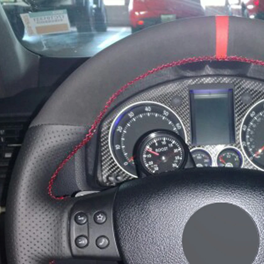 Черная замша натуральная кожа DIY чехол рулевого колеса автомобиля для Volkswagen Golf 5