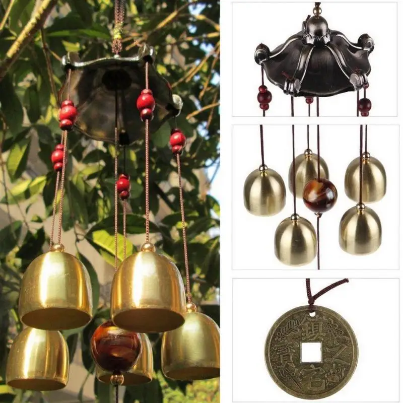 

Classical Metal Hanging Wind Chime Decor Blessing Good Luck Bells Wind Chime for Outdoor Living Garden Window Feng Shui Ornament
