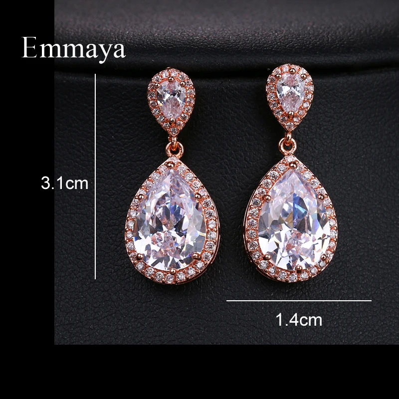 Серьги капли EMMAYA с фианитами женские изящные каплевидные ювелирные украшения