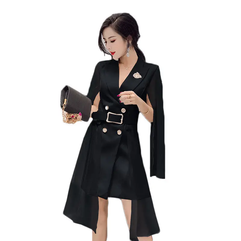 Плащ шаль модный Женский блейзер платье с поясом женский костюм куртка новинка