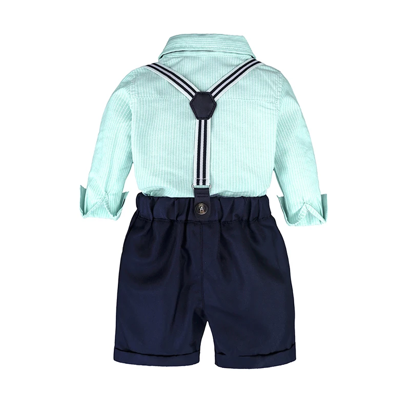baby boy clothes long sleeve shirt with bow+overalls 2 pcs Gentleman Suits for 6-24M bebes party set wedding outfit |