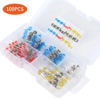100pcs solder seal wire connector waterproof solder seal heat shrink butt connectors terminals electrical copper packed in case