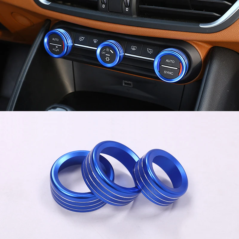 

For Alfa Romeo Giulia Stelvio 2017 2018 Metal Interior Air Condition Adjustment Knob Cover Trim 3pcs Car Styling Accessories!