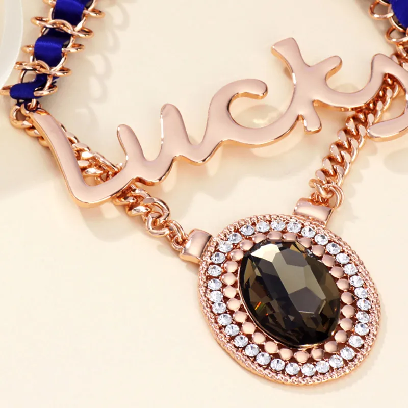 Neoglory австрийские стразы и кристаллы длинное ожерелье с подвеской буквенным