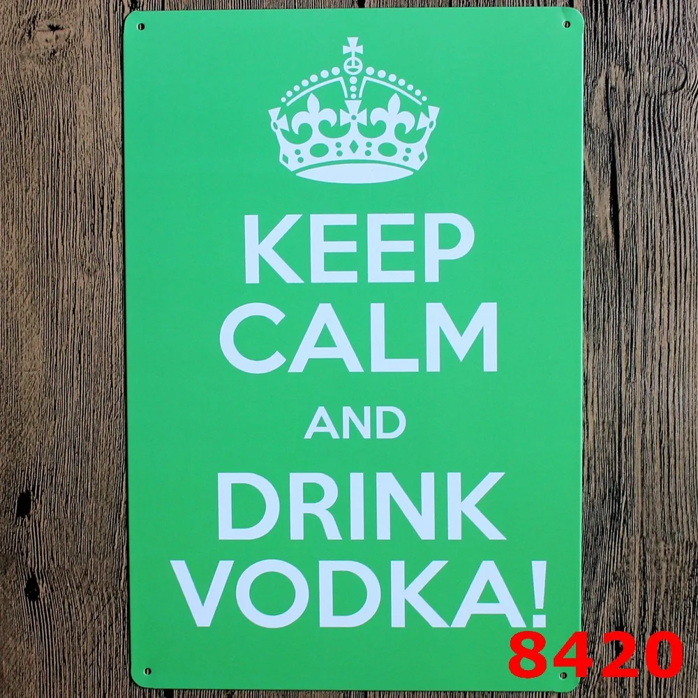Металлическая табличка с водкой зеленый цвет KEEP CALM AND drink винтажный стиль