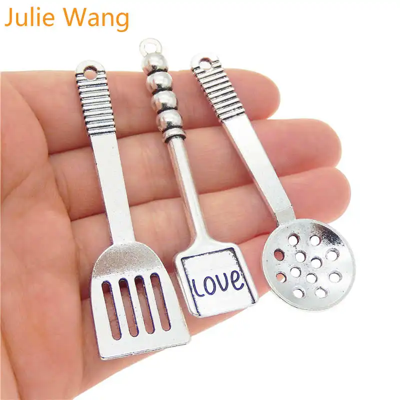 Julie Wang, 3 шт., Смешанная кухонная лопатка, шпатель, амулеты, сплав, кухонный инструмент, антикварный серебряный браслет, ювелирное изделие, подвеска, аксессуар