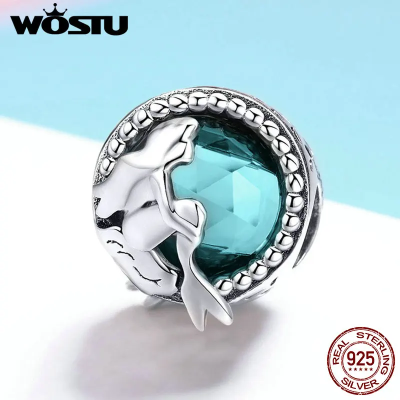 WOSTU 100% Настоящее серебро 925 пробы романтическая подвеска с русалкой подходит для