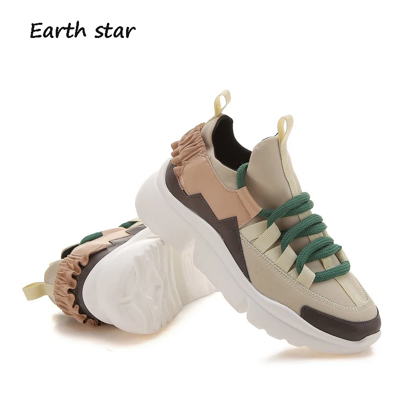 EARTH STAR/Новинка Женская обувь Модные брендовые женские кроссовки на платформе