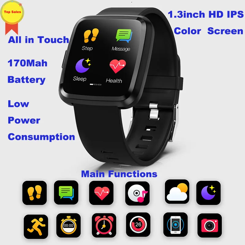 

smartband 2019 Smart Bracelet Heart Rate Monitor VK skype FB info push Fitness Bracelet Clock Full Touch Screen smartwatch Band