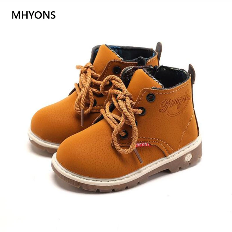 Детские зимние ботинки MHYONS обувь для девочек и мальчиков модные с мягкой