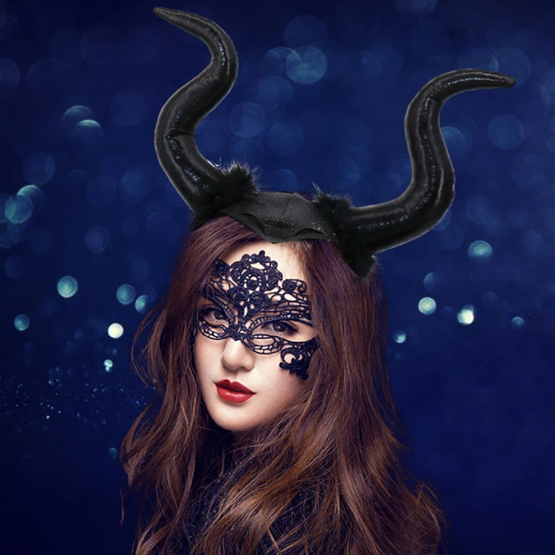 Maleficent косплей маска головные уборы Черная Королева Черные рога маски шлем головные Уборы Хэллоуин вечерние реквизиты