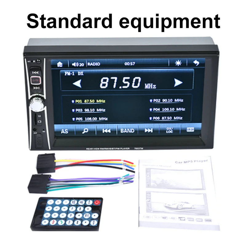 10 шт./лот 7653TM 7 &quotдвойной 2DIN автомобильный MP5 MP3 плеер Bluetooth USB сенсорный экран