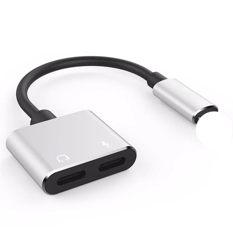 Серебристый Двойной аудио адаптер для наушников Lightning Jack для наушников Aux для iPhone 11 Pro Max 7 8 X XR сплиттер конвертер кабель музыка - Цвет: Серебристый