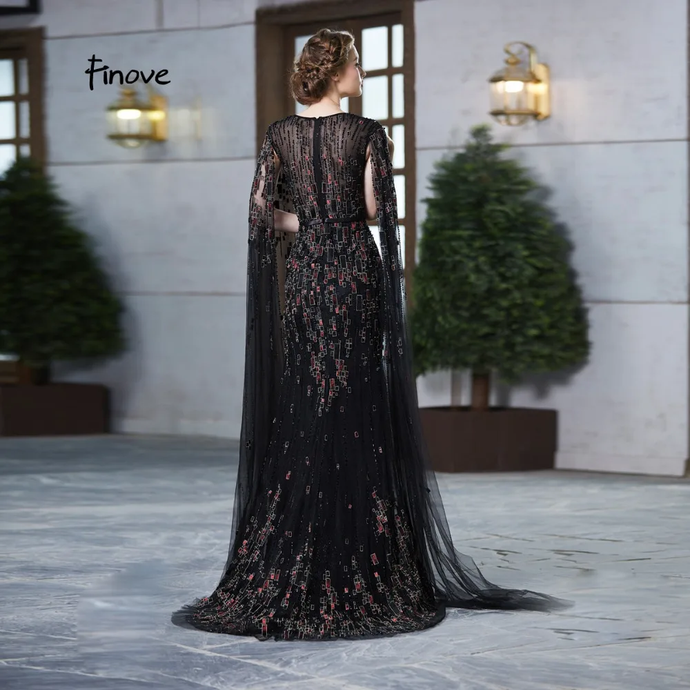 Finove 2020 Новые великолепные вечерние наряды длиной до пола с глубоким v-образным
