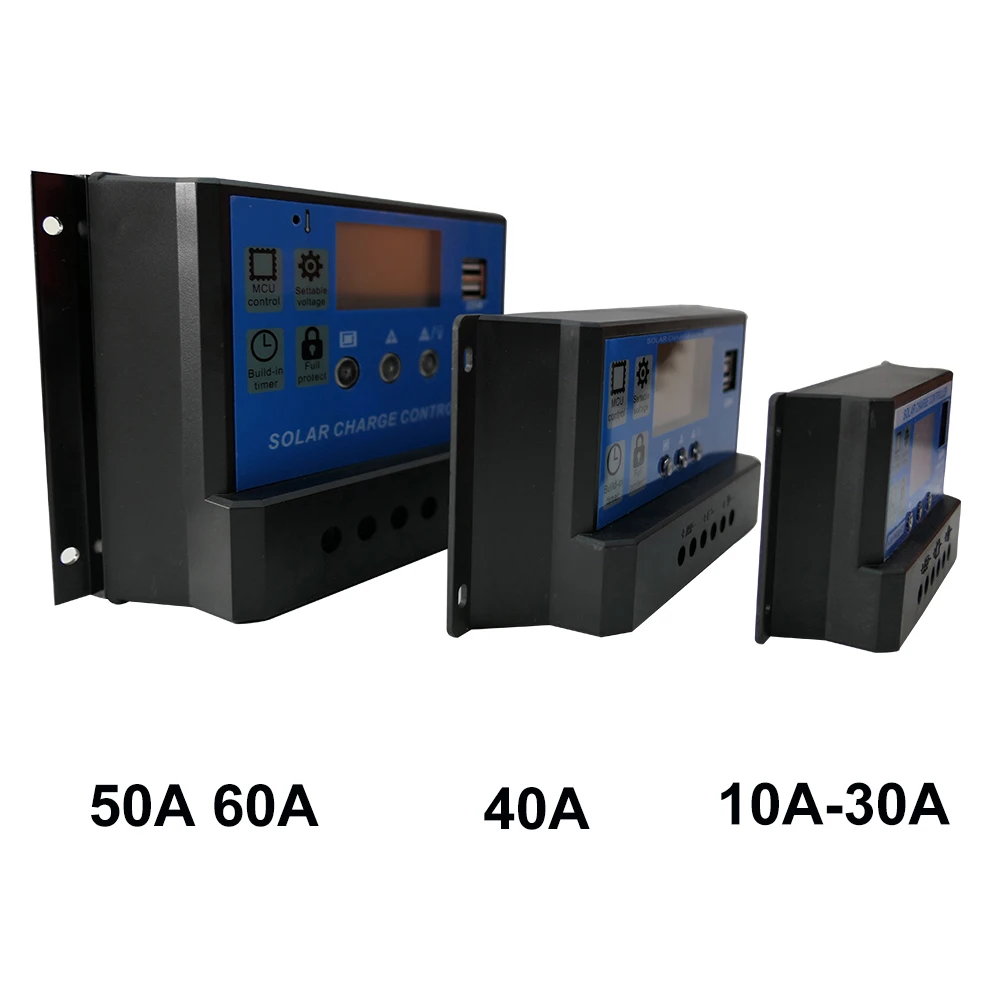 PWM солнечный контроллер заряда 10A 20A 30A 40A 50A 60A lcd двойной USB 5 В свинцово-кислотный и литий-ионный аккумулятор 12 в 24 В Авто Солнечная Панель Регулятор
