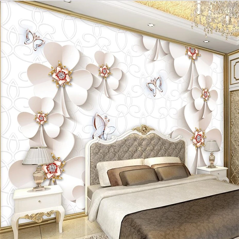 Пользовательские фотообои 3d обои роскошные золотые украшения цветок Клевер