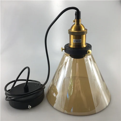 A Amber Glass Винтажные подвесные светильники стеклянные подвесные лампы Лофт промышленный подвесной светильник дымчато-серый Lamparas De Techo Colgante современный блеск кулон - Цвет корпуса: A Amber Glass