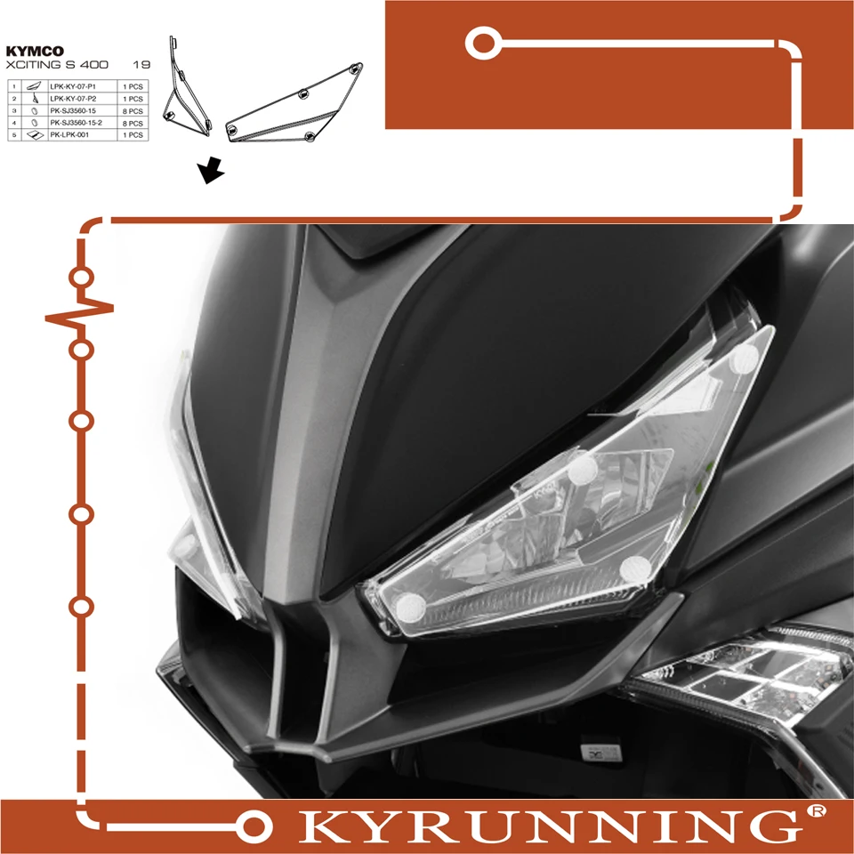Teng Worship FOR Kymco Xciting S 400 S400 2017 2019 Защитная крышка для фар мотоцикла линза