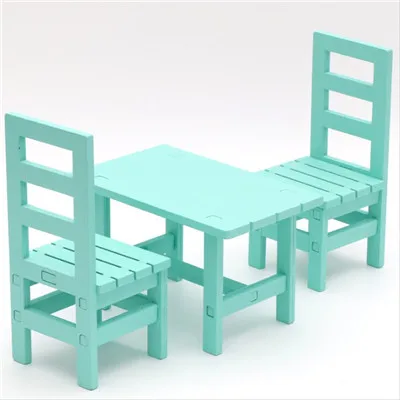 Зеленый DIY кукольный домик мебель игровой набор деревянный стол стул для куклы Барби деревянная скамейка миниатюрная для Blythe дисплей аксессуары - Цвет: Зеленый