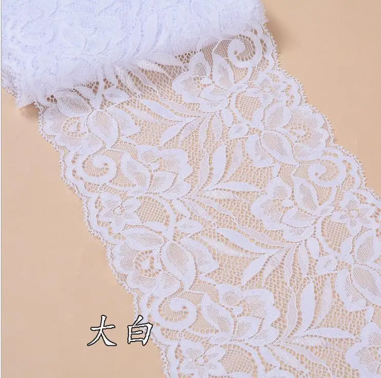 White 2 ярда 15 см широкая нейлоновая эластичная кружевная отделка для одежды DIY повязка на голову аксессуары швейная аппликация эластичная французская Сетка кружевная ткань - Цвет: White