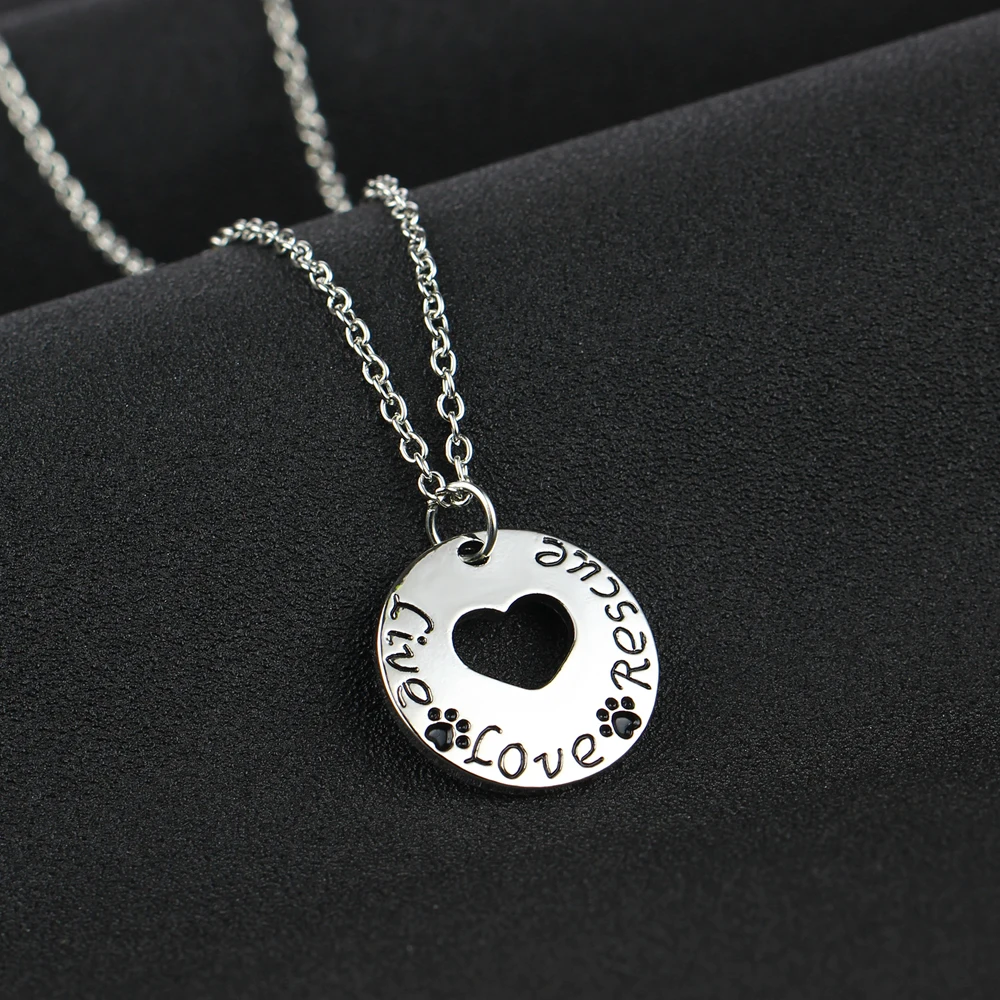 Подвеска Живая Любовь спасения ожерелья собака кошка лапа печать сердце круглый