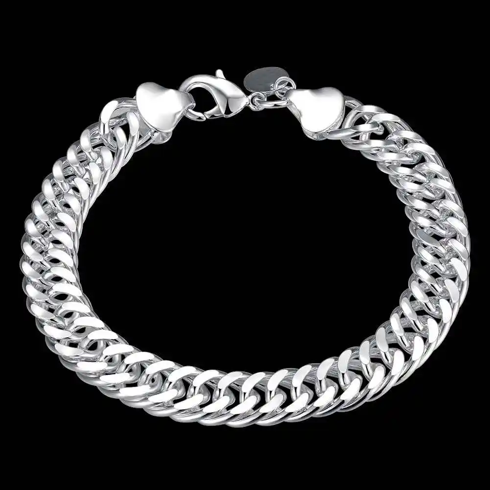 Free Shipping Wholesale Jewelry for women&men silver plated bracelet 10mm long 20cm men Bracelet |men bracelet|bracelet wholesalewholesale bracelets