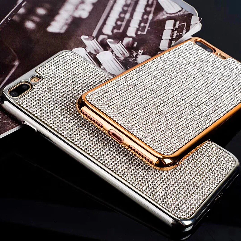 Роскошный блестящий чехол для телефона с бриллиантами iPhone X 7 8 PLUS 6 6S ТПУ полным