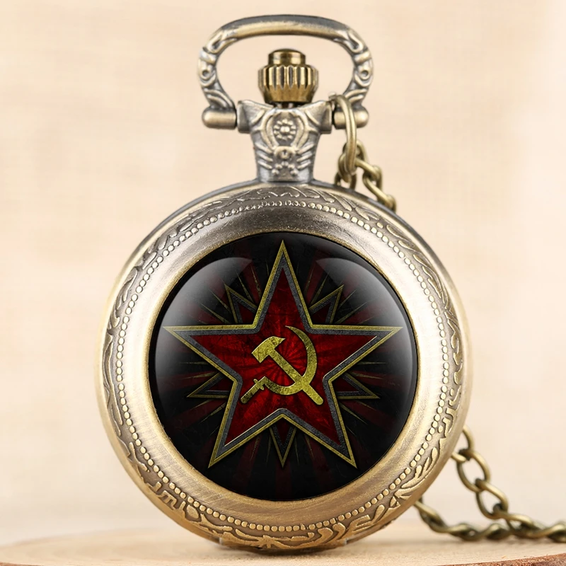 Вечерние часы с пентаграммой, эмблемой СССР, советские значки, серповидный молоток, черные кварцевые карманные часы, Русская армия, CCCP, коммунистические часы, часы унисекс