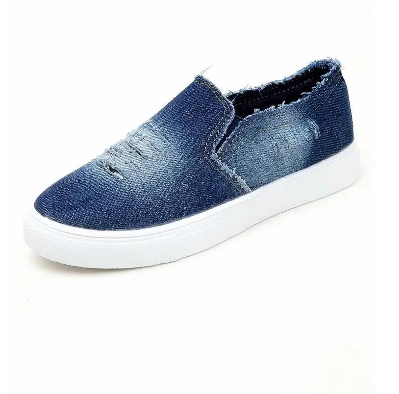 Navy blue Новое поступление года; женская обувь из джинсовой ткани; модная повседневная обувь на плоской подошве; Классическая обувь на мягкой плоской подошве; Весенняя парусиновая обувь для студентов; женская обувь;* 119 - Цвет: Navy blue