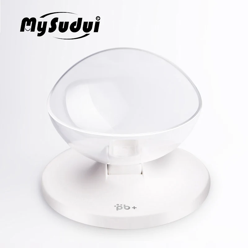 white MySudui, круглая двойная миска для кошек, для еды, воды, нескользящая, регулируемая миска для воды для кошек, фидер, держатель, маленькая миска для собак домашних животных, питьевая вода - Цвет: white