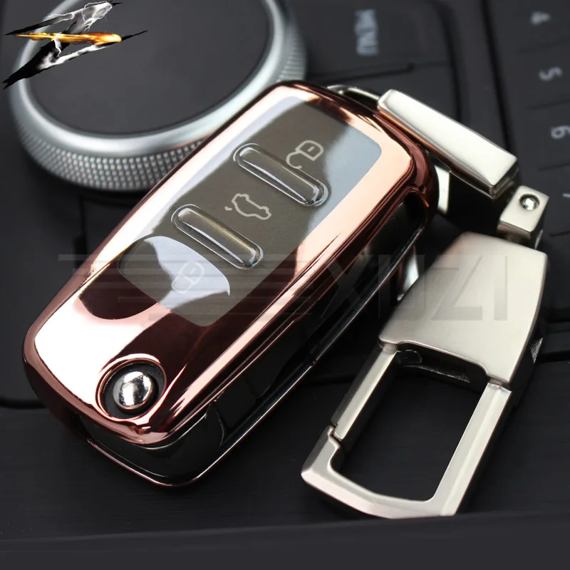 ТПУ чехол для ключей для Volkswagen VW Passat Gold Jetta Polo Bora Sagittarius Tiguan для Skoda Key Cover протектор брелок со стразами