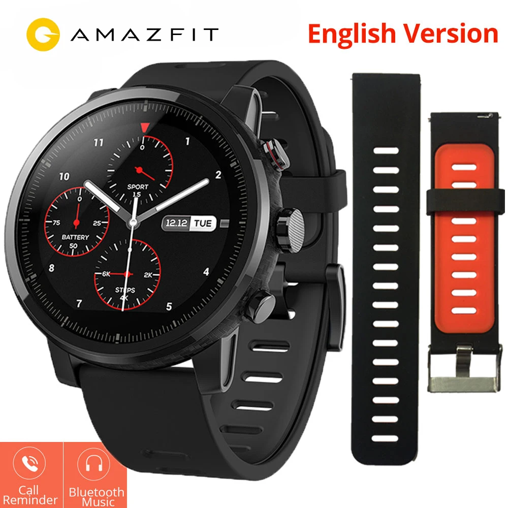 Купон $6 Xiaomi Huami Amazfit Stratos 2 Английская версия Смарт часы с gps PPG монитор сердечного