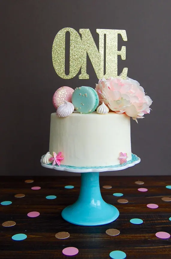 Детский Топпер для торта на день рождения Золотой блестящий однолетний торт