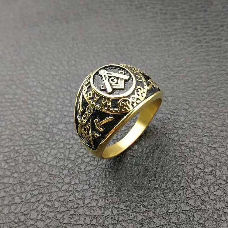 Модное масонское кольцо из нержавеющей стали 316L золотого цвета для мужчин с