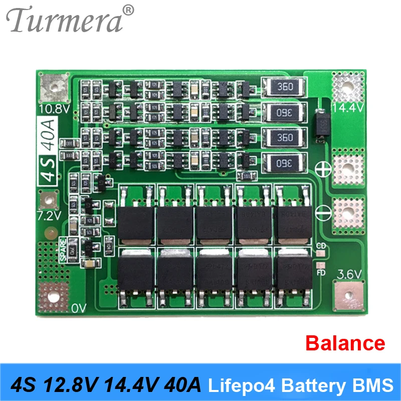 4S 40A 12,8 V 14,4 V 32650 32700 LiFePO4 BMS литиевая батарея защиты доска с коррекцией начать дрель Стандартный баланс