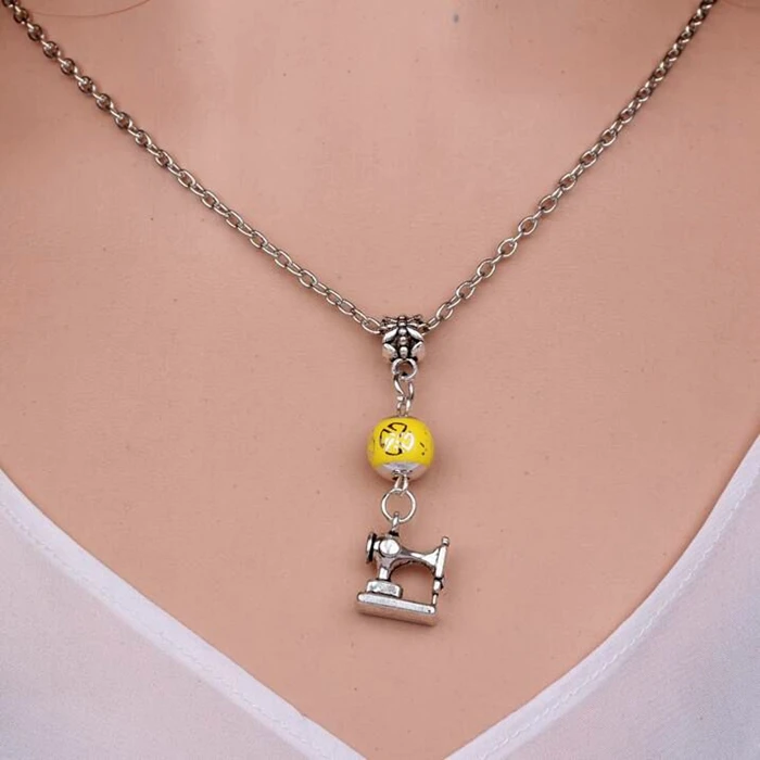 Швейное ожерелье с кулоном в форме машины винтажное серебряное подвеской колье