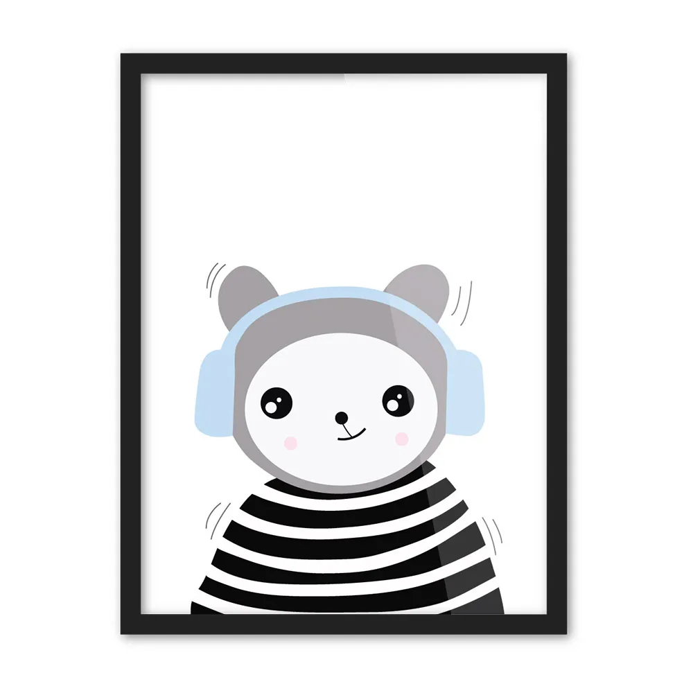 Современные черно-белые кавайные животные панда Кот художественные принты