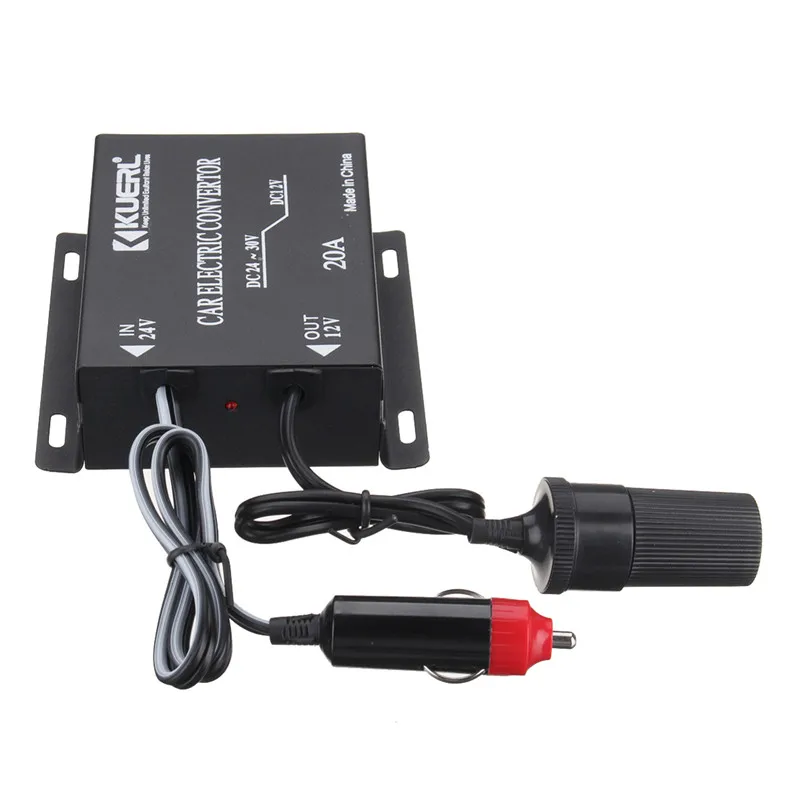 DC 24 V к DC 12 V автомобильный блок питания Электрический переходник Инвертор Трансформатор 20A DC 12 V инверсор адаптер алюминиевый сплав