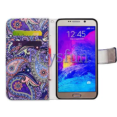 Bcov Марка Фиолетовый Пейсли Крышка Случая Кожи Folio Для Samsung Galaxy S6 Edge 103027206|case cover for