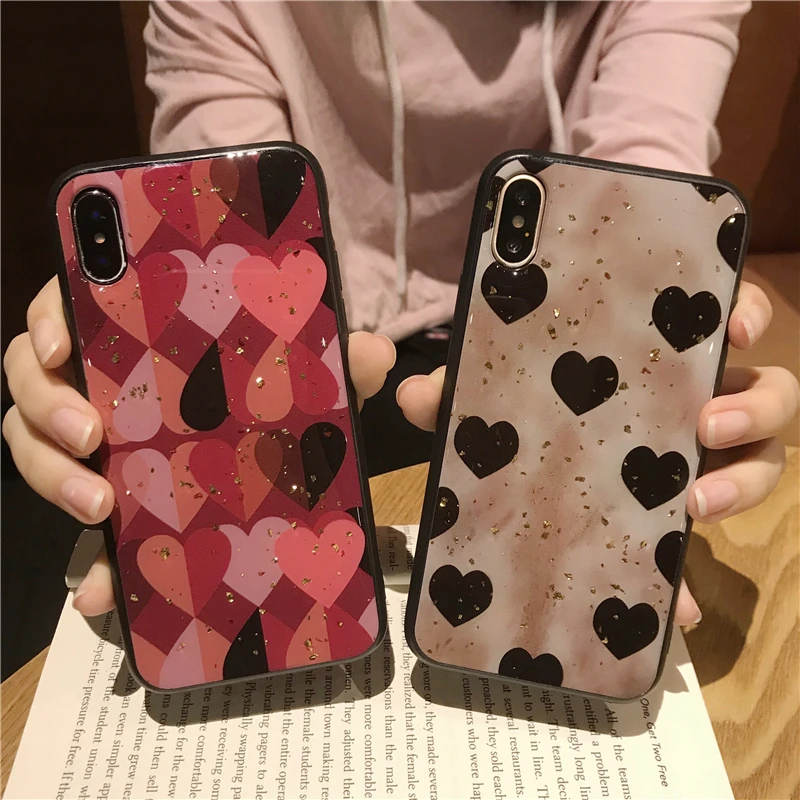 Love Heart Phone Cases For Huawei Honor 7X Honor8X Max 8X X 8 Case Luxury Bling Soft Epoxy honor Play Coque |