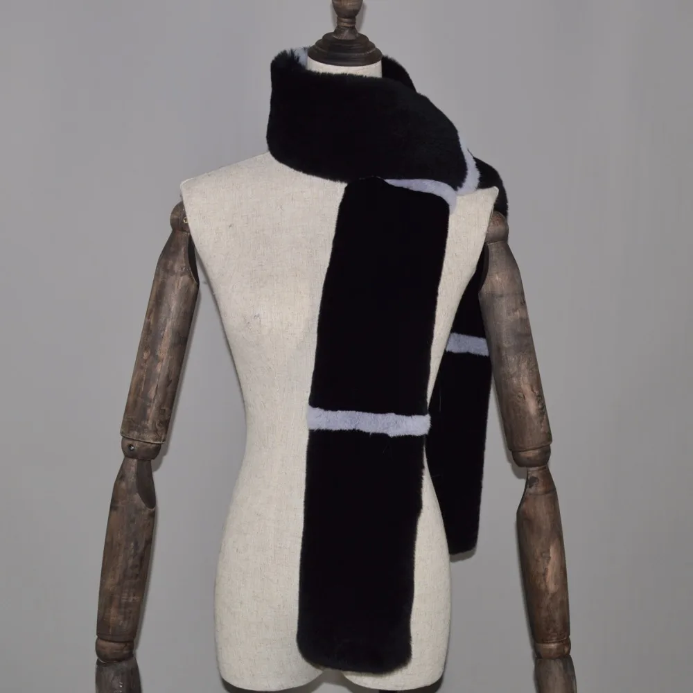 Зимние теплые женские из натуральной кожи с мехом кролика шарфы для женщин новые