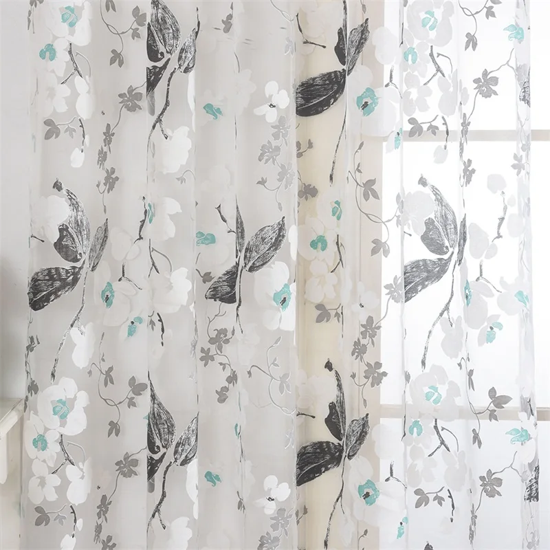 NORNE белый цветочный тюль вуаль занавес прозрачная панель драпировки для гостиной