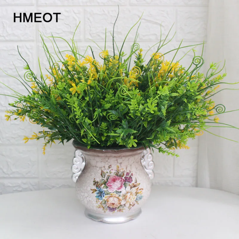 HMEOT гиппокамп Весенняя имитация Травы Растения свадебный цветок настенные аксессуары Отель домашний декор с рисунком растений настенный искусственный цветок